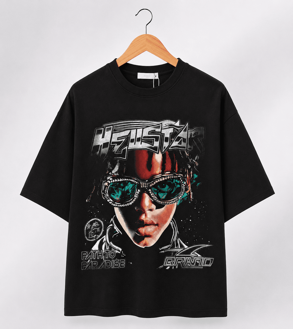 Ribquinn Oversized Graphical Black T-Shirt