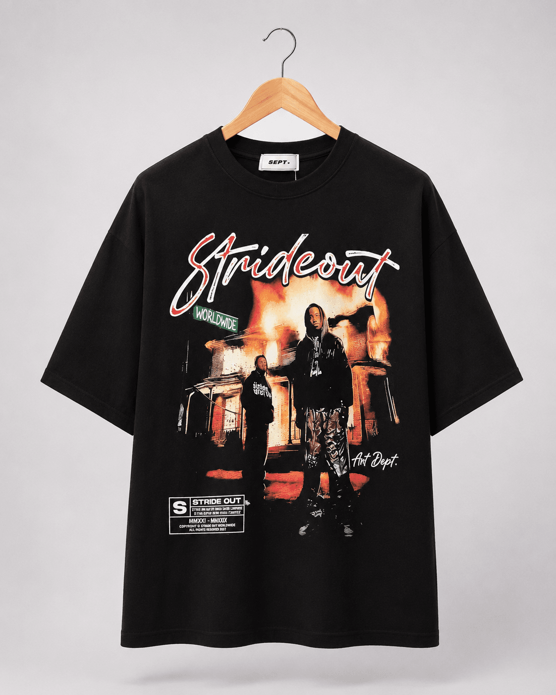 Ribquinn Oversized Graphical Black T-Shirt